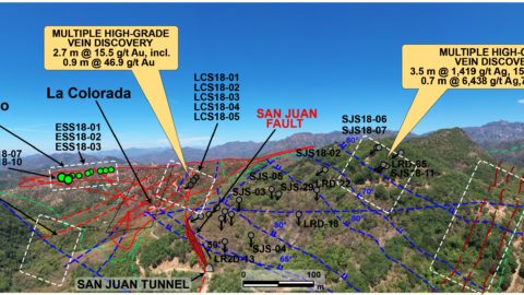 Step Out Drilling Areas at San Juan-La Colorada and Scout Drilling at Yecora, El Saltito (looking to the NW)—As of July 15, 2020